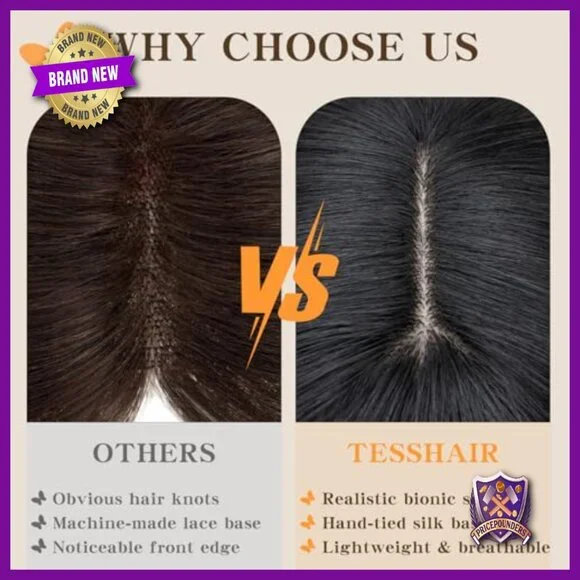 Human Hair Topper 8 Inch 150% Density Silk Base No Tangle Smooth - Picture 3 of 6